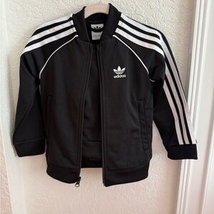 NWT Adidas Kids' Black Jacket with White Stripes
